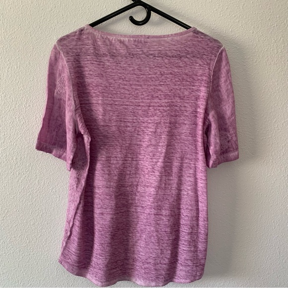Chicos Embroidered Linen Lilac Top - Picture 8 of 10